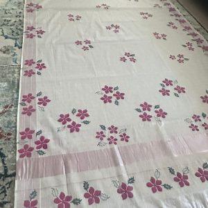 Block Printed Kerala Saree - Rose gold Zari