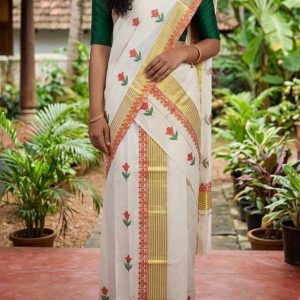 Block Printed Kerala Set Mundu - 3
