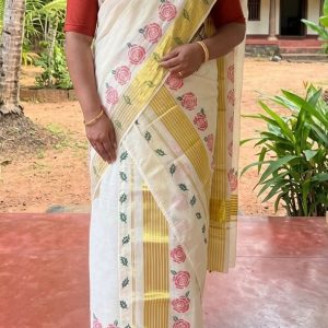 Block Printed Kerala Set Mundu - 4